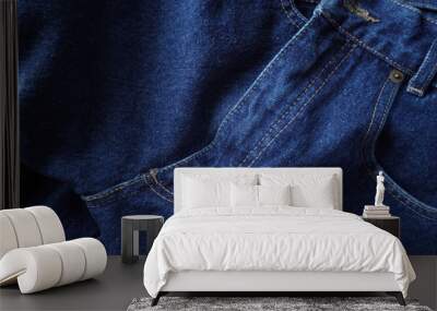 Jeans background. Denim jeans texture. Blue denim pattern. Wall mural