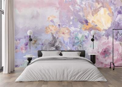 Abstract beautiful oil painting flower vintage illustration Wall mural