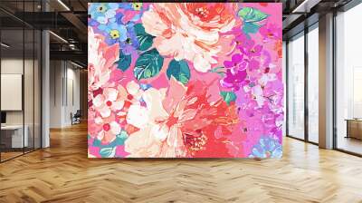 Abstract beautiful oil painting flower vintage illustration Wall mural