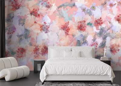 Beautiful oil painting flower illustration Wall mural