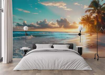 Paradise, exotic tropical sun, beach, sea, island for vacation travel Wall mural