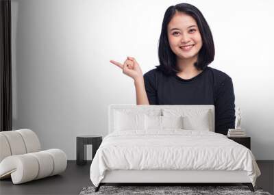 Young Business Woman Pointing on Isolated Wall mural