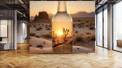 bottle of water in the middle of the desert Wall mural