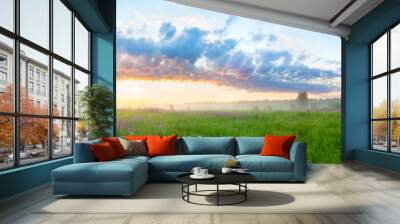 summer  landscape with sunrise Wall mural