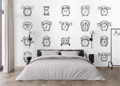 Hand drawn doodle alarm. different alarm Wall mural