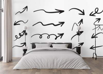 Hand drawn vector arrows doodle set on white background. design element vector illustration. Wall mural