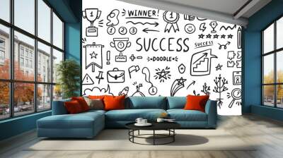 Success doodle elements icons set. Business, marketing, Business growth symbols. Wall mural