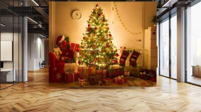  Christmas tree with gifts Wall mural