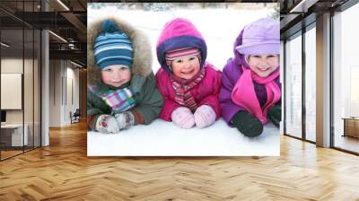 children in winter Wall mural