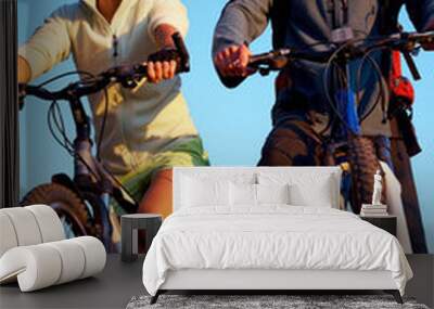 Couple of bicycles on sunset Wall mural