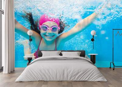 girl swim in  pool Wall mural