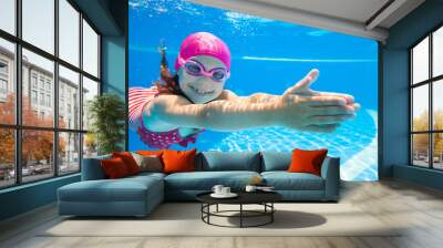 girl swim in  pool Wall mural