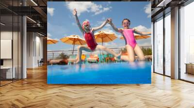 girls swiming  in  pool Wall mural