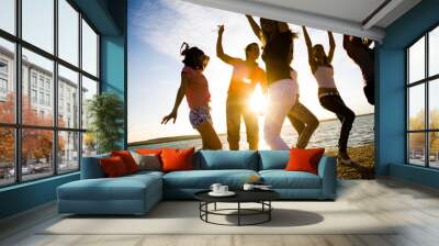 party on beach Wall mural