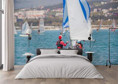 yachting  in sea Wall mural