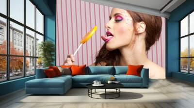 licking lollipop Wall mural