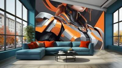 industrial materials like concrete and metal with meta background Wall mural