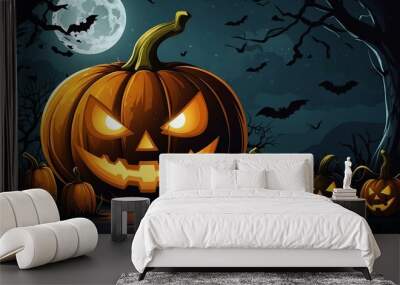 leonardo kino xl pumpkin spooky elements for scary night decoration Halloween background Wall mural