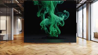 minimalist green smoke centered in clean black backgro background Wall mural