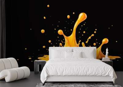 splash of orange vector slime on black background Wall mural