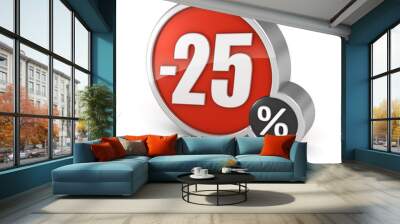 discount 25% sale 3d icon on white background Wall mural