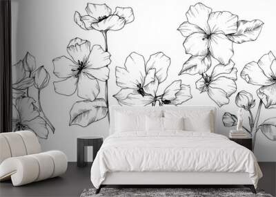 Vector. Appe blossom flowers. Wild spring leaf. Isolated apple b Wall mural