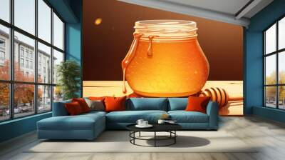 Cute Cartoon Jar of Honey Wall mural