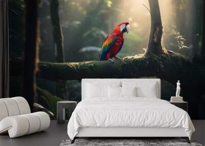 Colorful parrot in the jungle Wall mural