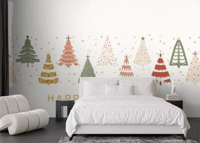 Ornate Happy Holidays Background. Trendy Winter Holidays art templates.  Wall mural