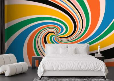 Retro Groovy Background. 70's Vibes Vector Design. Trendy Y2k Backdrop . Funky Retro Wallpaper. Wall mural