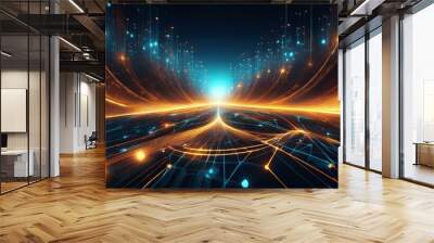 energy of fractal realms, lights of fractal realms, Modern digital abstract 3D background. Can be used in the description of network abilities, technological, background with lots spots Wall mural