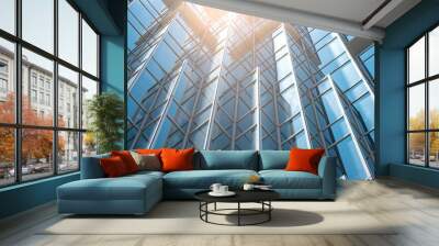 Architecture details Modern Building Glass facade Business background Wall mural