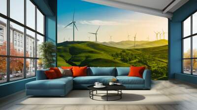 wind turbines in the mountains Wall mural