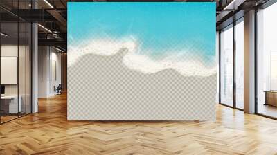 Top view of sea waves isolated on transparent background. Vector illustration with aerial view on realistic ocean or sea waves with foam. Wall mural