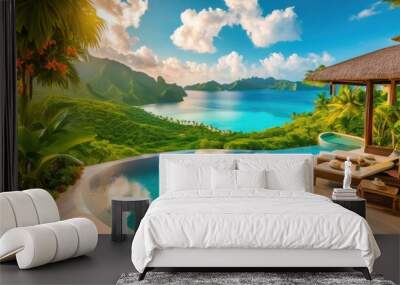 stunning scenic views luxurious vacation getaways surrounded beauty opulence, beach, scenery, landscape, escape, luxury, paradise, horizon, nature Wall mural