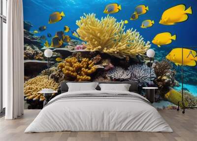 vibrant underwater ecosystems showcasing diverse marine life colorful tropical lively sea creatures clear ocean setting, adventure, algae, aquatic Wall mural