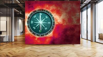 round compass on abstract background as symbol of tourism with compass, travel with compass and outdoor activities with compass Wall mural