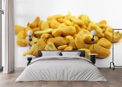 tasty cashew nuts on white Wall mural