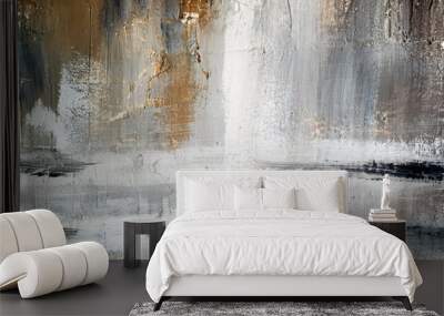 Texture concrete wall with a painted layer of plaster and paint, beige, gray, black architecture abstract background. Wall mural