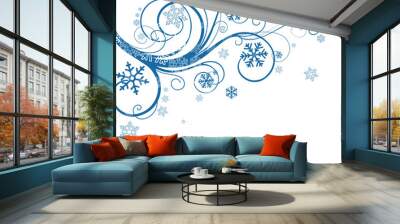 winter floral background with snowflakes Wall mural