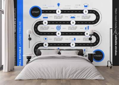 Layered Infographic Timeline. Vector Roadmap, Template For Modern Business Presentation, Annual Reports, Layouts Wall mural