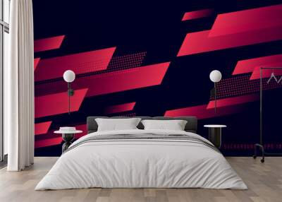 Abstract red geometric composition, speed technology futuristic design background vector illustration. Wall mural