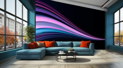 Abstract wave, txture made of lines, bright curve from wide shape into thin line, brush stroke, wallpaper Wall mural