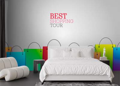 Best Shopping tour background with shopping bags Wall mural