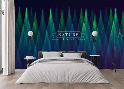 forest at night landscape view abstract geometric illustration Wall mural