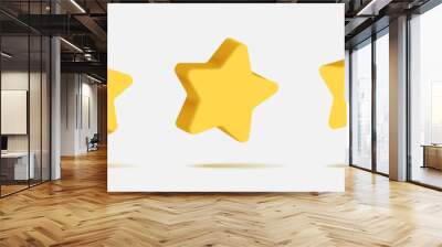 Star icon in cartoon 3d style isolated on white background. Vector illustration volumetric yellow star Wall mural