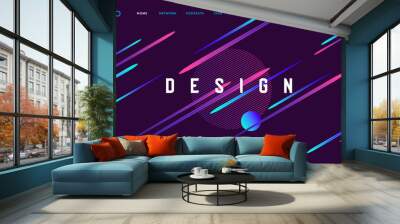 Website home page banner with bright abstract composition of lights rays with circles like space artistic picture, with interface elements Wall mural