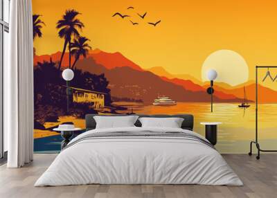 A Peaceful Sunset in Antalya A Harmonious Blend of Nature and Culture Wall mural