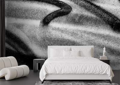  Beautiful black and white street art graffiti background. The wall is decorated with abstract drawings house paint. Modern style urban culture of street youth. Abstract picture on wall Wall mural