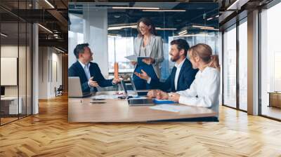 A group of business people partners during a set team meeting in the modern office.High quality  Wall mural